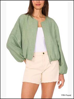 Cropped Long Sleeve Quilted Bubble Jacket Coat Zipper